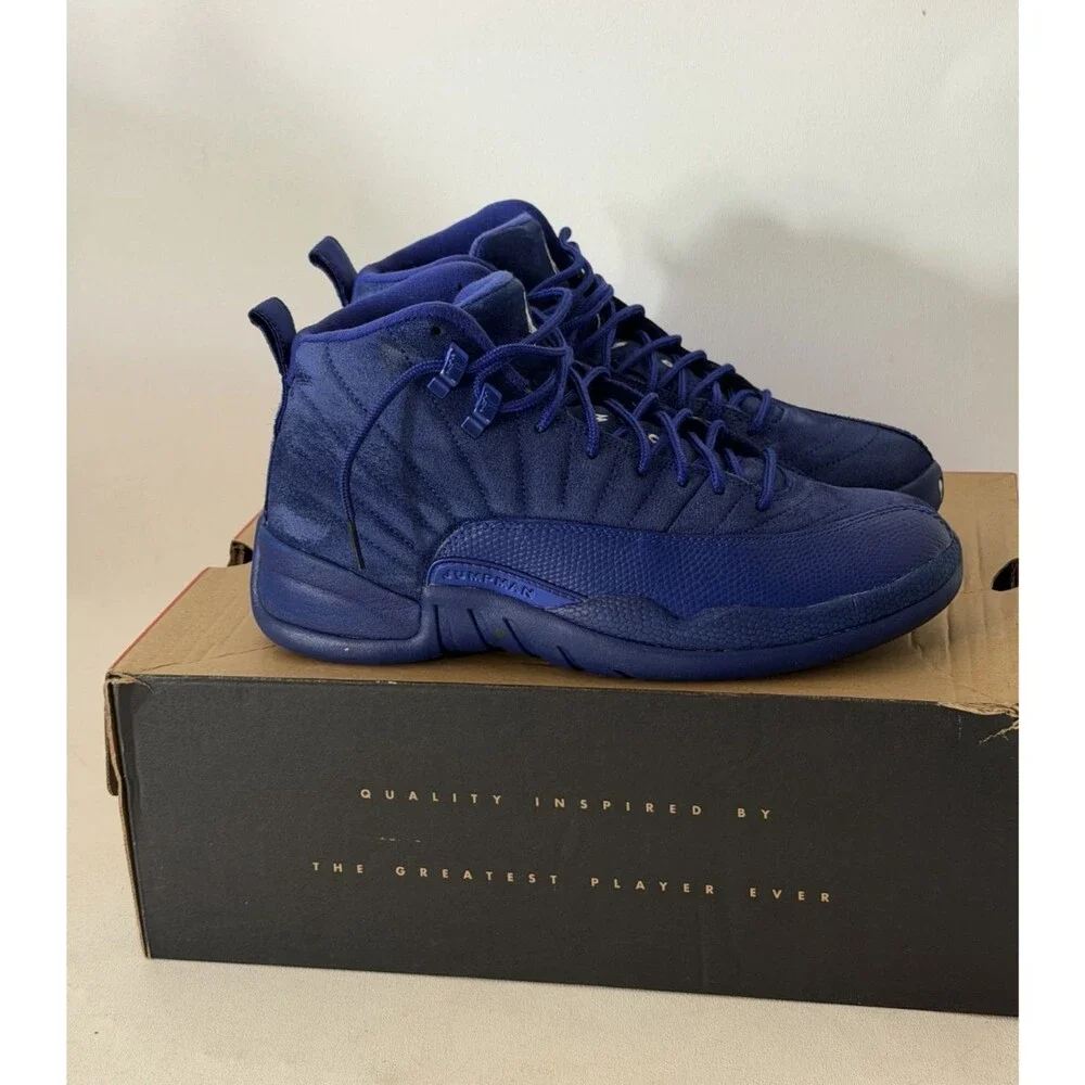 Air Jordan 12 Retro Deep Royal Blue Suede Size 8 Sneakers